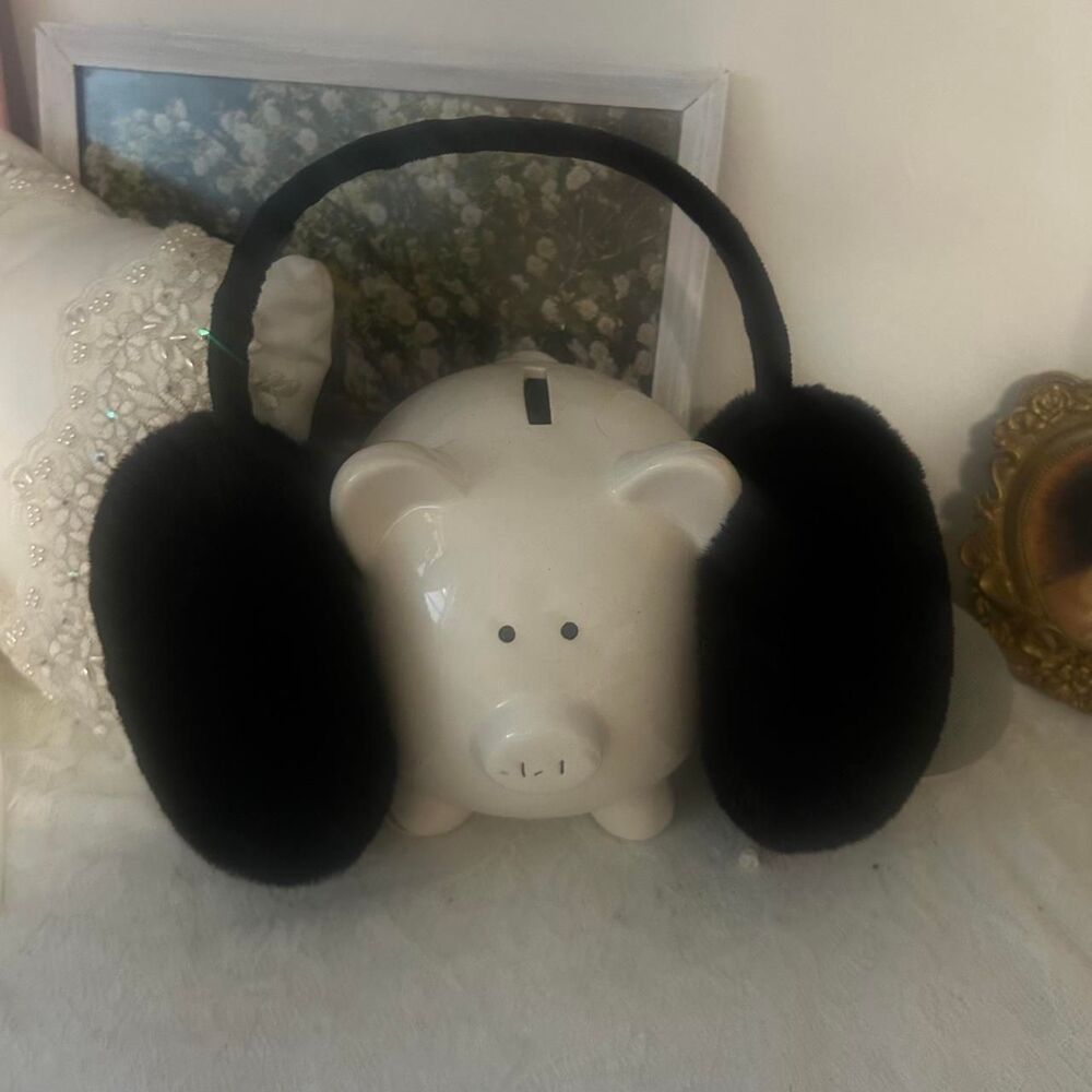 2000s winter black faux fur earmuffs